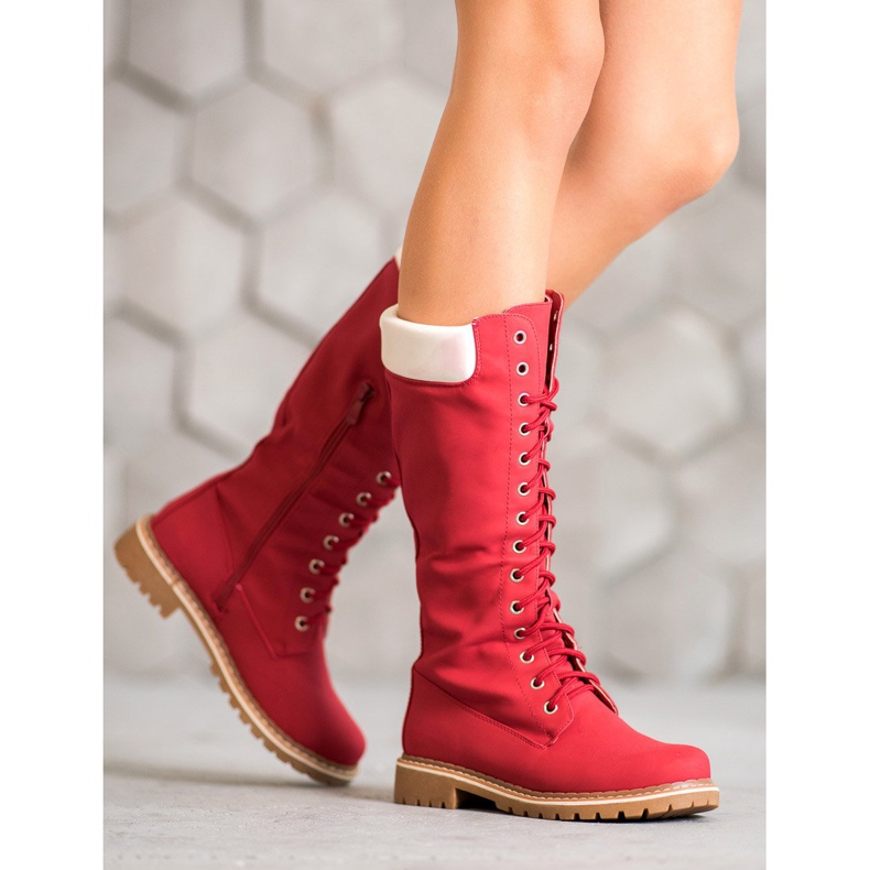 Seastar Botas com cordões quentes vermelho 2