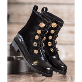 Seastar Botas de veludo com nervuras preto 1