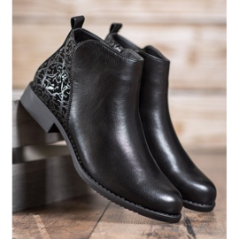 J. Star Botas de salto plano preto 2