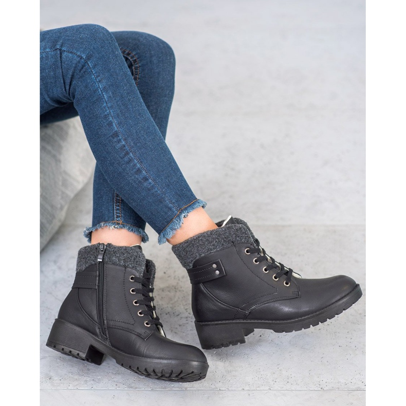 J. Star Botas de amarrar preto 1