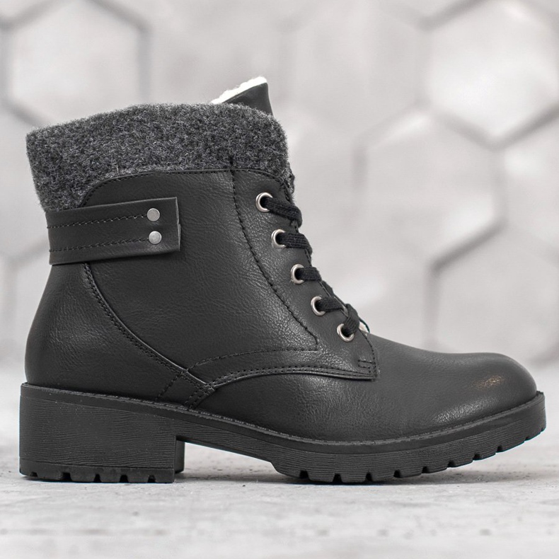 J. Star Botas de amarrar preto 2