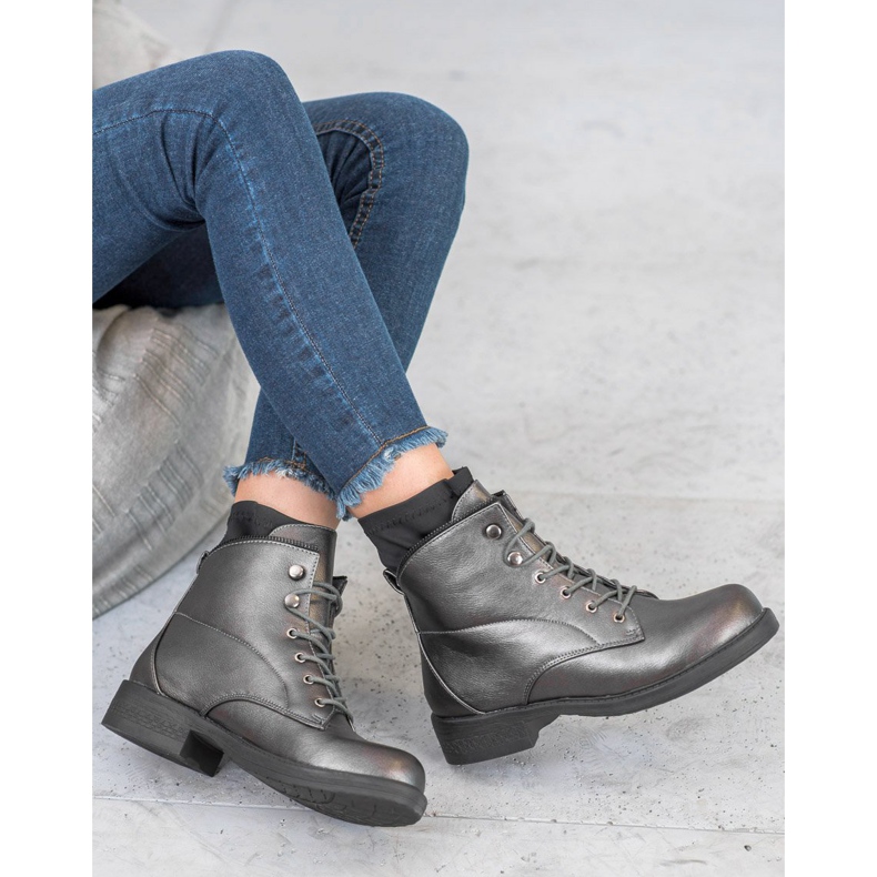 Bestelle Botas clássicas de amarrar cinza 1