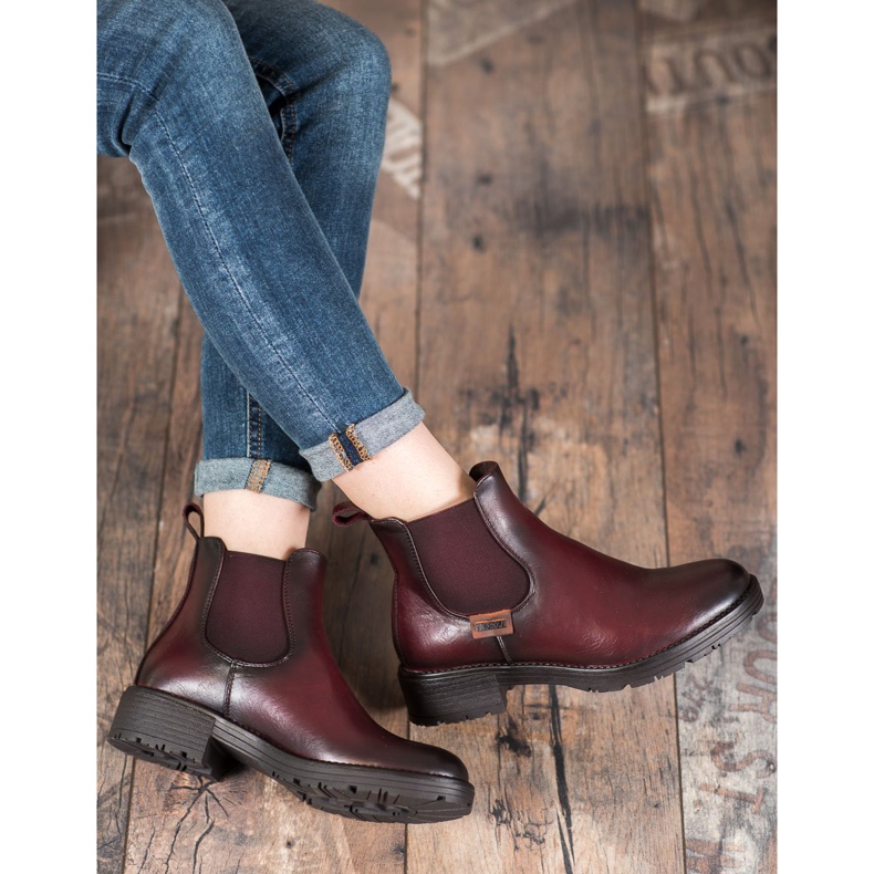 Botas VINCEZA marrons Chelsea vermelho 2