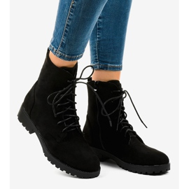 Botas de camurça preta com cordões C-7192 preto 2 Botas de camurça preta com cordões C-7192 preto 2