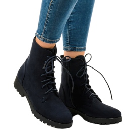 Botas de camurça azul marinho com atacadores C-7192 1 Botas de camurça azul marinho com atacadores C-7192 1