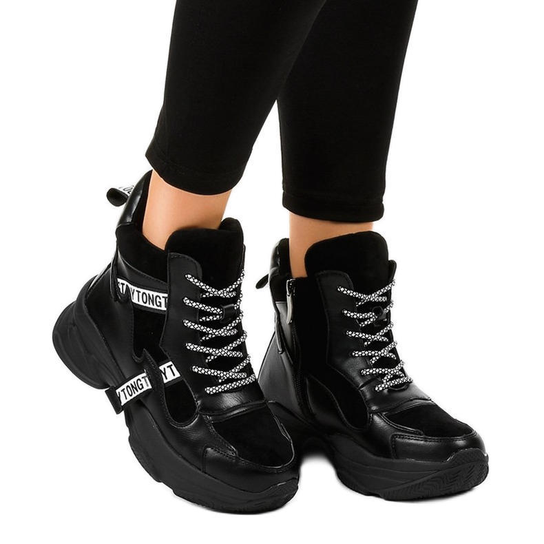 Tênis com isolamento de mulher negra F803-7 preto 2