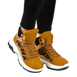 Tênis feminino marrom com isolamento F-19208-3 amarelo 1