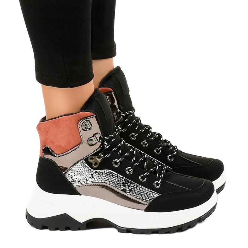 Tênis com isolamento térmico feminino negro F-19208-1 preto multicolorido 1