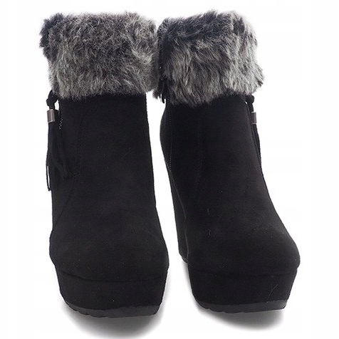 Botas em cunha 58-385 pretas preto 2