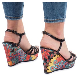 Sandálias pretas na cunha Ibrahim preto 1