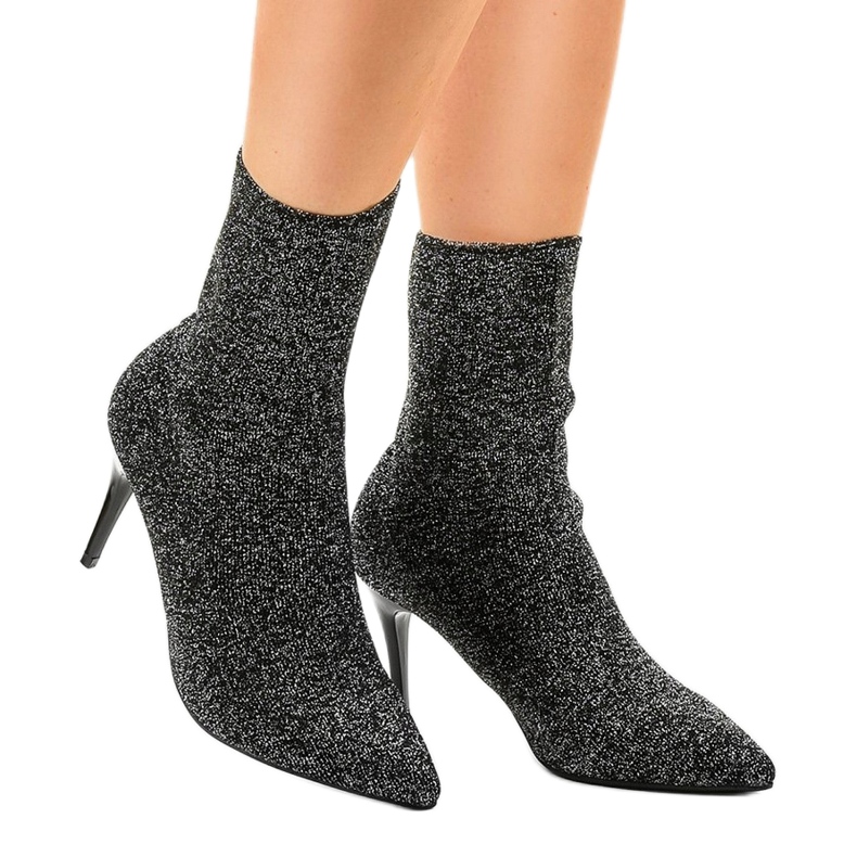 Botins pretos e prateados LL-103P cinza 1