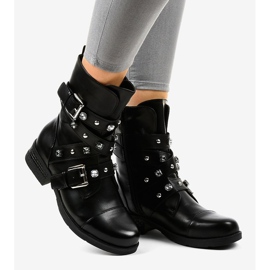 Botas pretas de cano alto decoradas com 88093 preto 2