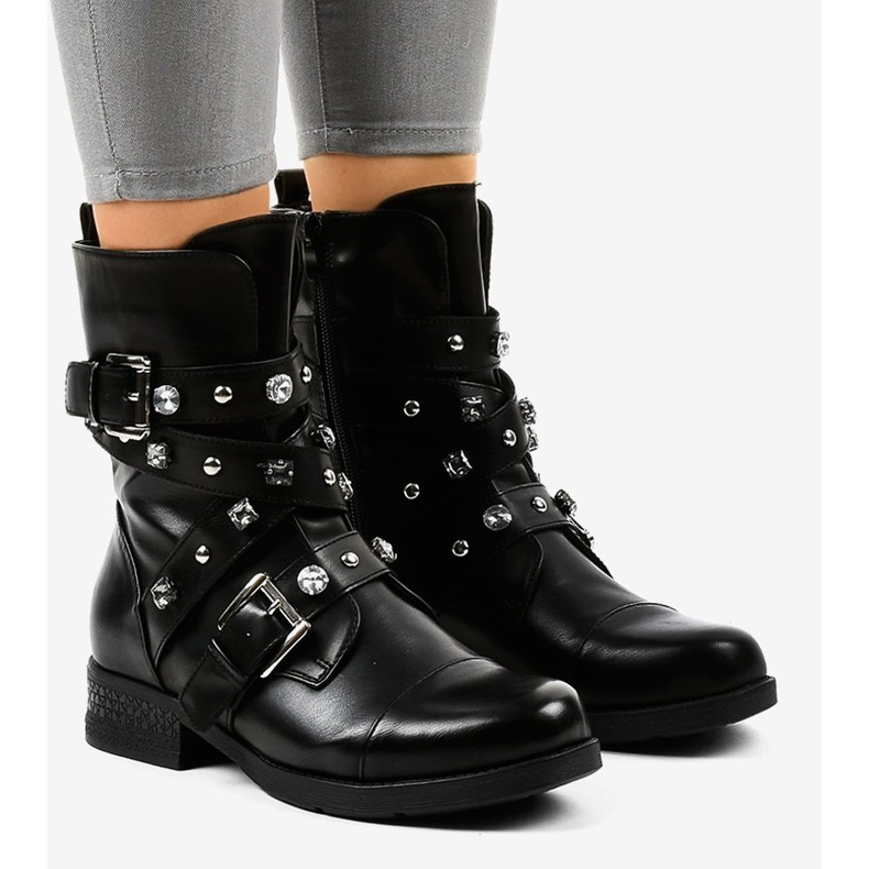 Botas pretas de cano alto decoradas com 88093 preto 1