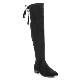 Yes Mile Botas acima do joelho com franjas preto 1
