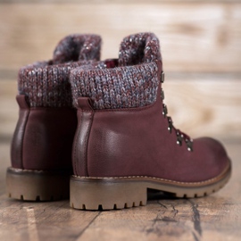 SHELOVET Botas bordô cor de vinho vermelho 1