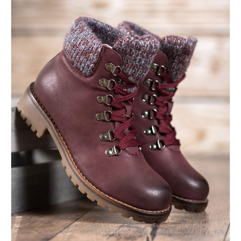 SHELOVET Botas bordô cor de vinho vermelho 2