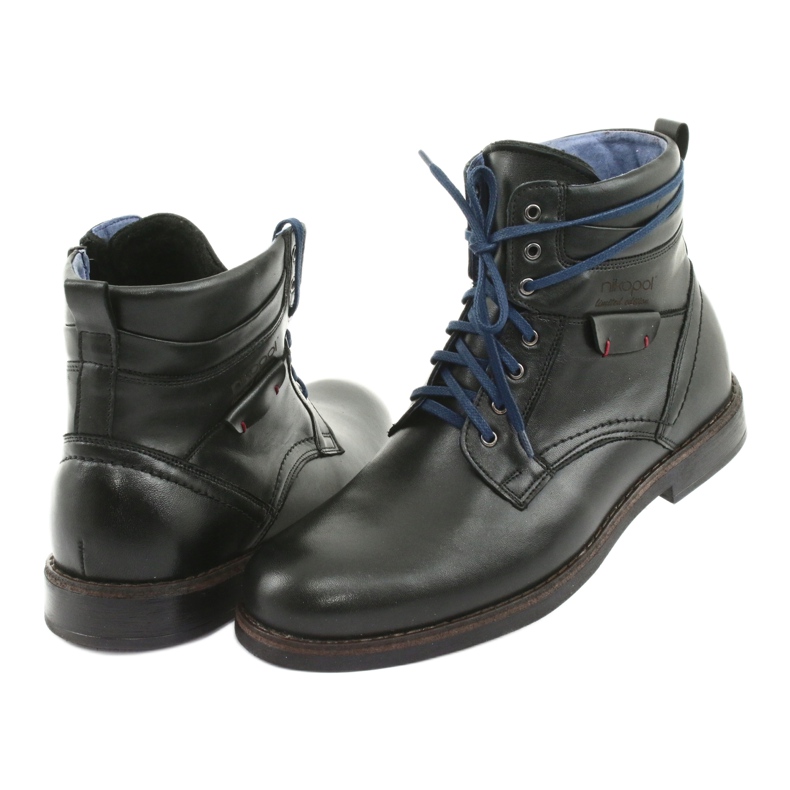 Nikopol Botas de couro masculinas isoladas com um zíper 700 preto 4
