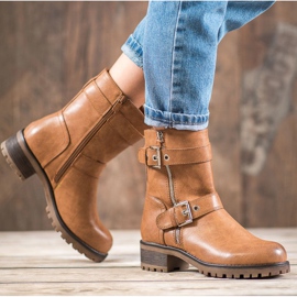 SHELOVET Trabalhadores com zíper ornamentado castanho 1