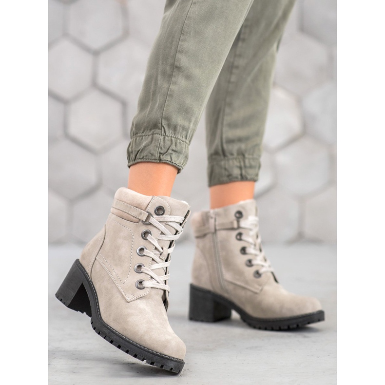 Goodin Botas quentes de salto alto cinza 1