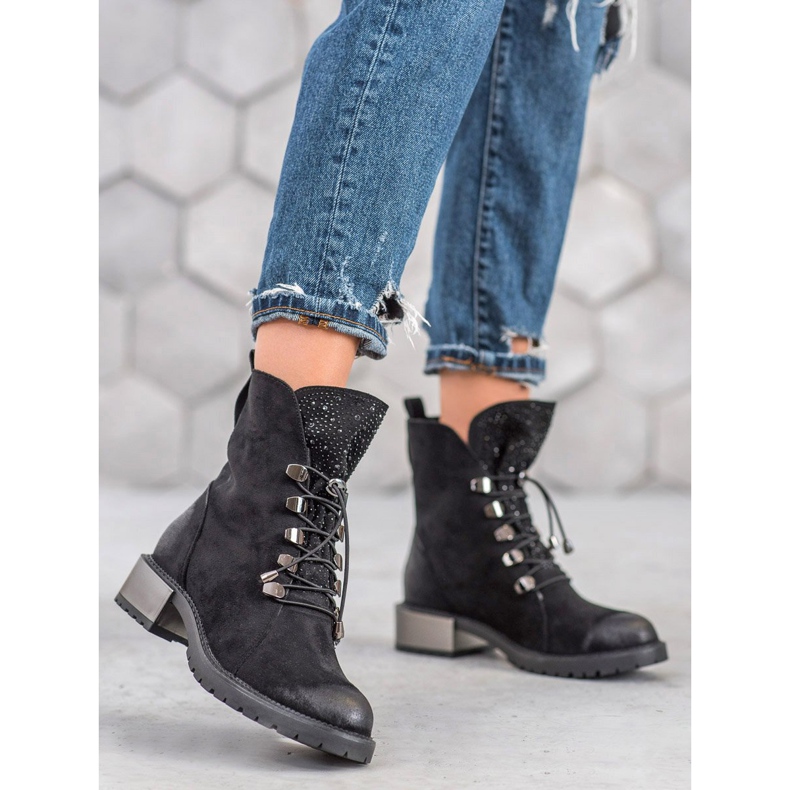 Goodin Botas de camurça com nervuras preto 2