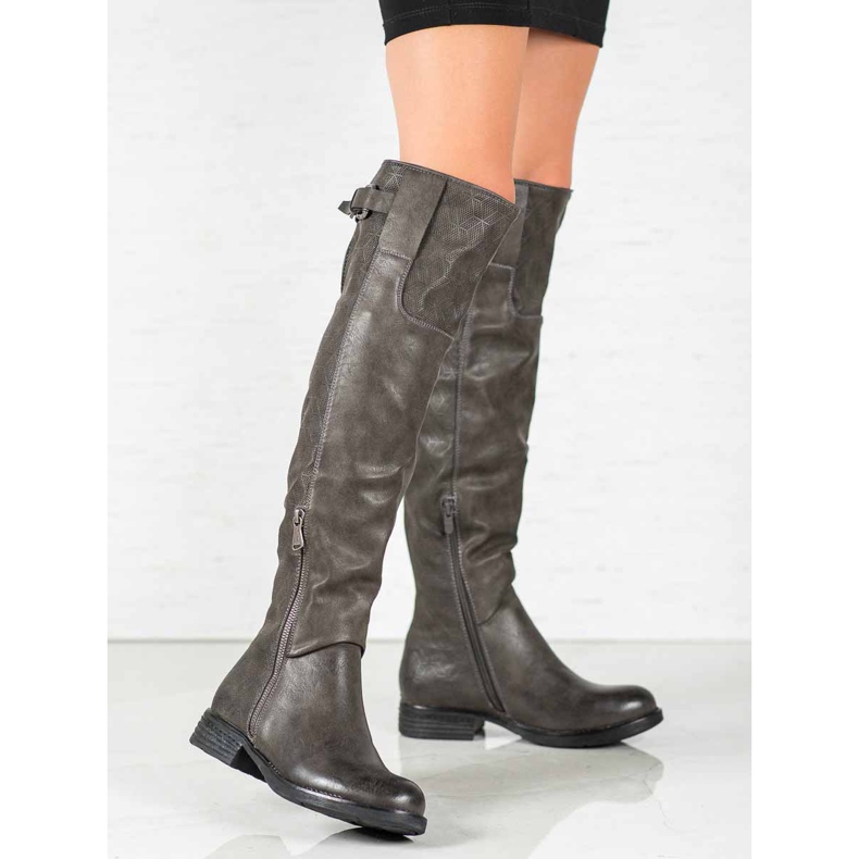 Forever Folie Botas de couro ecológico cinza 2