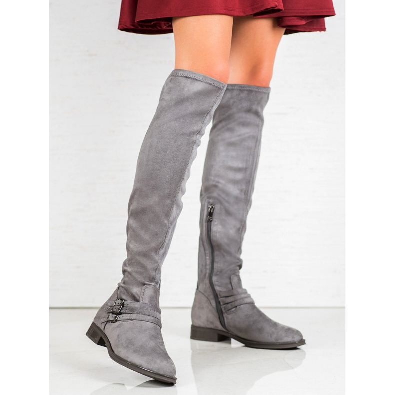 Kylie Botas de salto plano cinza 1
