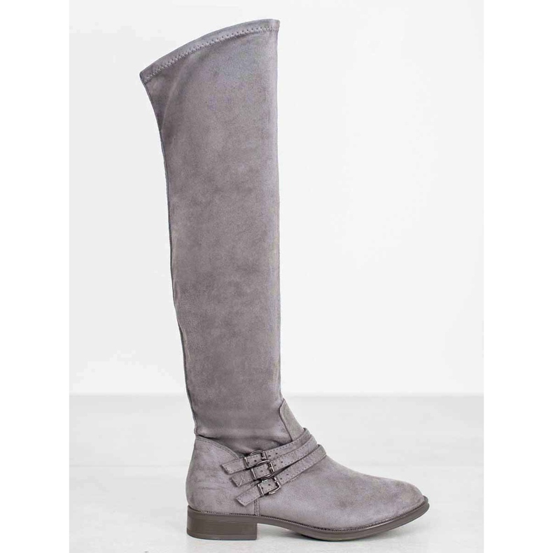 Kylie Botas de salto plano cinza 2
