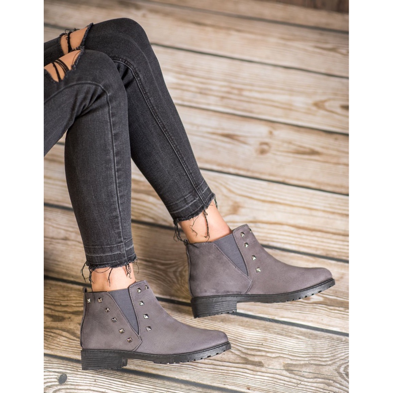 SHELOVET Botas com pregos cinza 1
