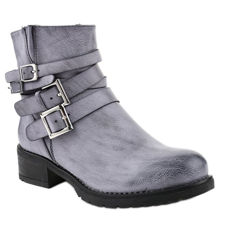 Botas femininas azul marinho com fivelas 548-PA 1