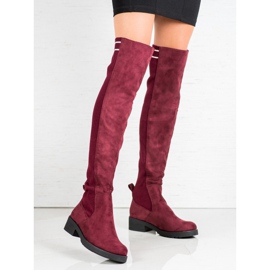 Ideal Shoes Botas de camurça deslizantes vermelho 2