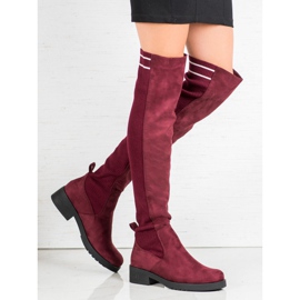 Ideal Shoes Botas de camurça deslizantes vermelho 1