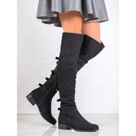 Forever Folie Mosqueteiros de camurça com arcos preto 1 Forever Folie Mosqueteiros de camurça com arcos preto 1