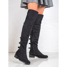 Forever Folie Mosqueteiros de camurça com arcos preto 2 Forever Folie Mosqueteiros de camurça com arcos preto 2