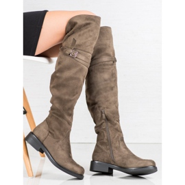 Ideal Shoes Botas elegantes com fivela verde 1 Ideal Shoes Botas elegantes com fivela verde 1