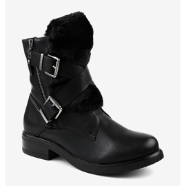 Botas rasas pretas com pele 1061A-PA preto 1