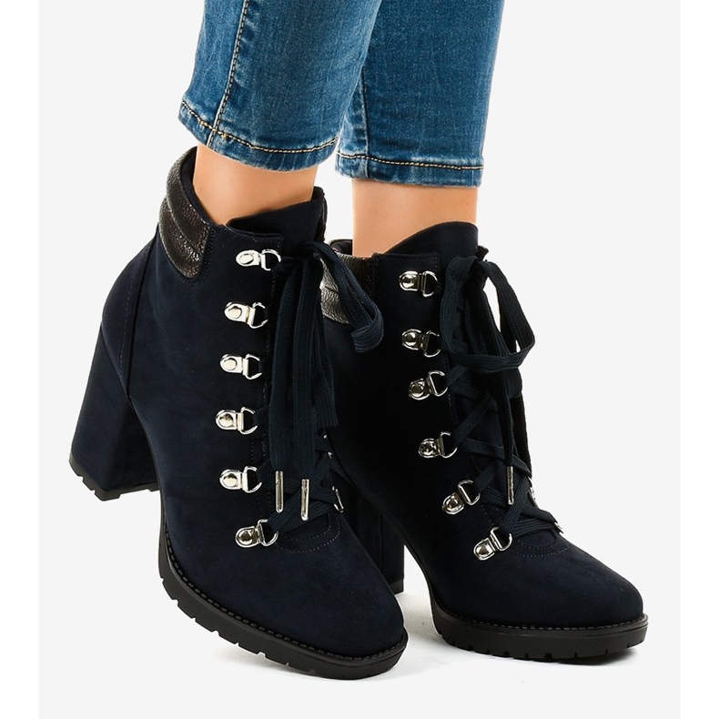 Botins de camurça azul marinho no poste 8992 azul-marinho 2