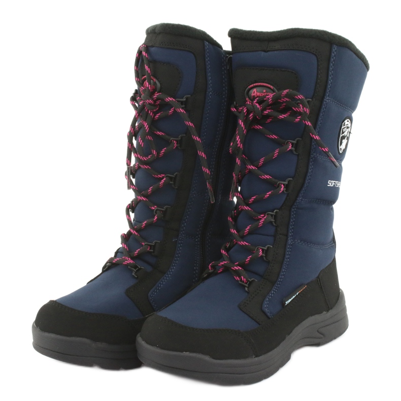 Botas de neve com membrana American Club SN12 preto azul marinho rosa 3