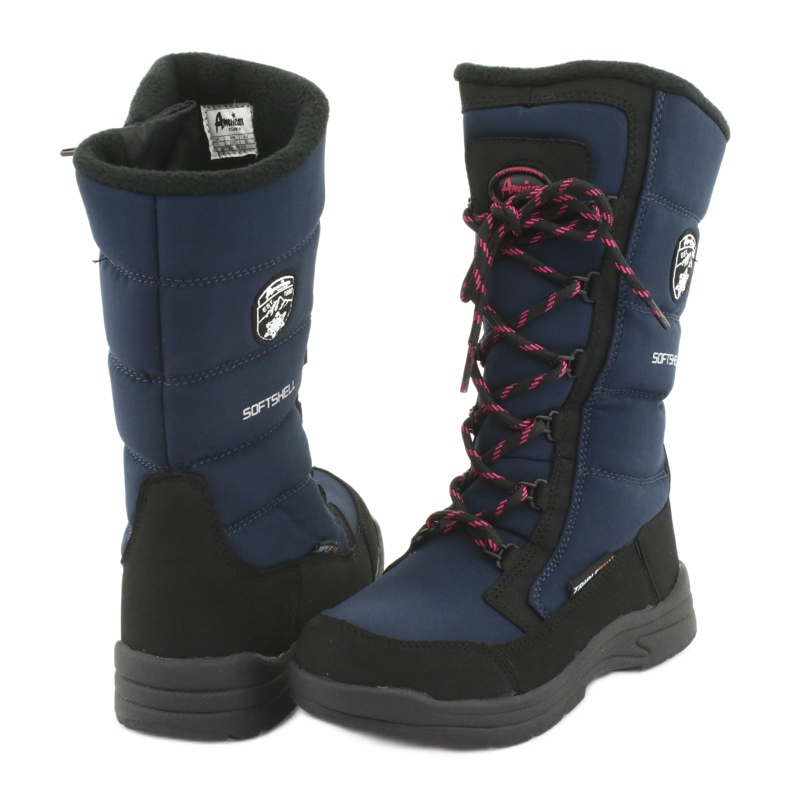 Botas de neve com membrana American Club SN12 preto azul marinho rosa 4
