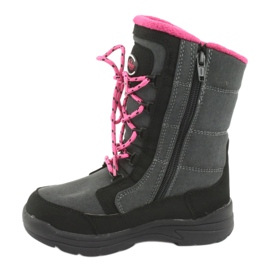 Botas de neve com membrana cinza American club SN13 preto rosa 2