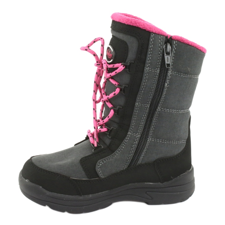 Botas de neve com membrana cinza American club SN13 preto rosa 2