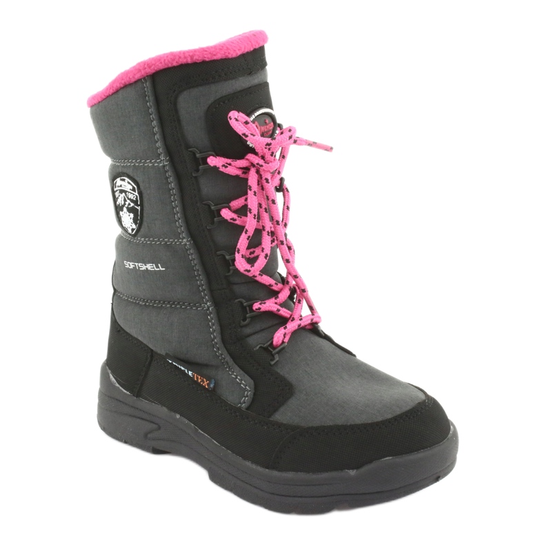 Botas de neve com membrana cinza American club SN13 preto rosa 1
