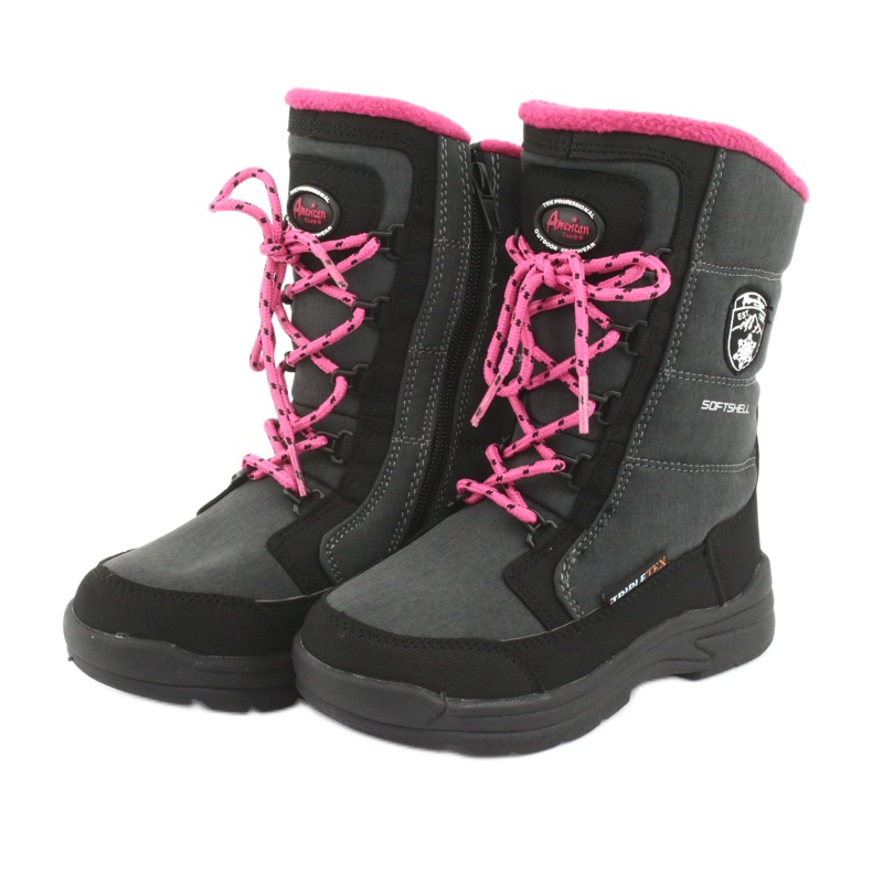 Botas de neve com membrana cinza American club SN13 preto rosa 3