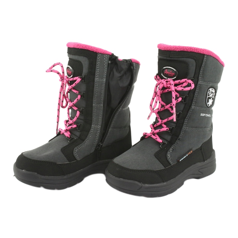Botas de neve com membrana cinza American club SN13 preto rosa 5