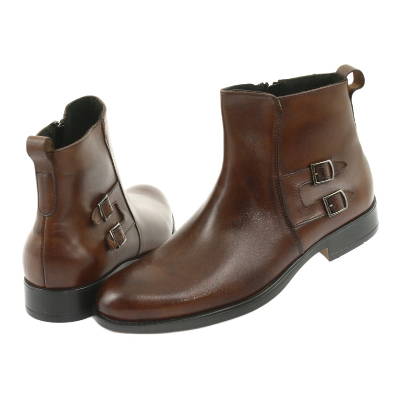 Moskała Botins de couro mosaico castanho 4