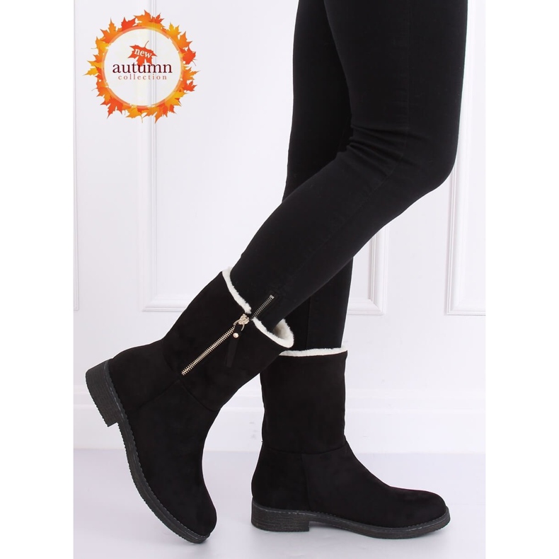 Botas femininas de camurça preta S118 pretas preto 1