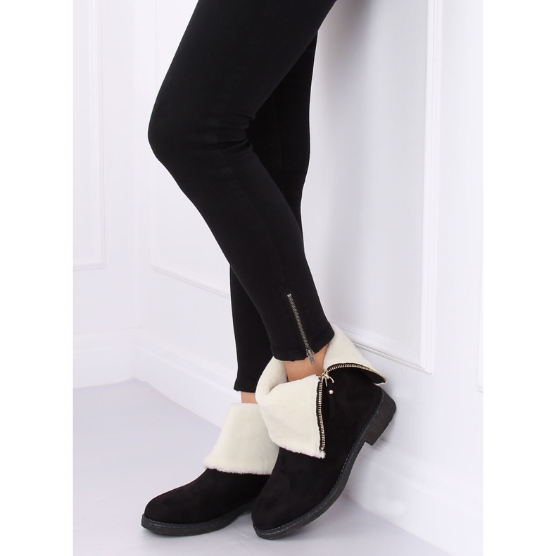 Botas femininas de camurça preta S118 pretas preto 2