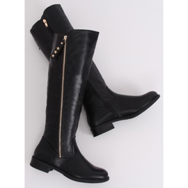 Botas de equitação femininas negras MR-6 pretas preto 1