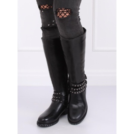 Botas de equitação pretas com tachas Y208 pretas preto 2