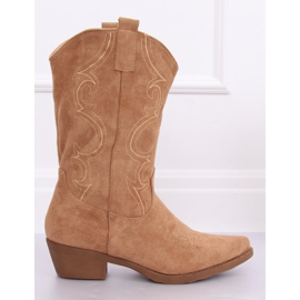 Botas de cowboy bege femininas NC972 Khaki 2