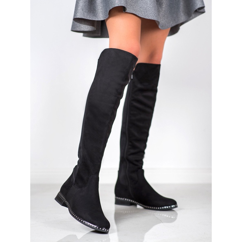 Forever Folie Botas acima do joelho com Lycra preto 1